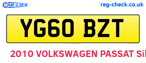 YG60BZT are the vehicle registration plates.