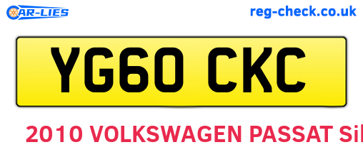 YG60CKC are the vehicle registration plates.