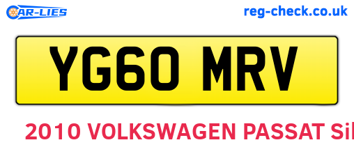 YG60MRV are the vehicle registration plates.
