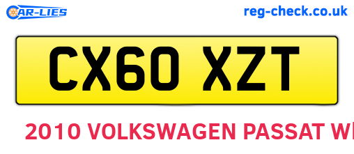 CX60XZT are the vehicle registration plates.