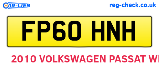 FP60HNH are the vehicle registration plates.