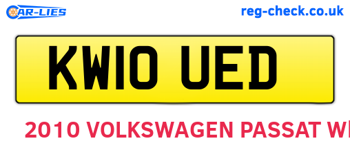 KW10UED are the vehicle registration plates.