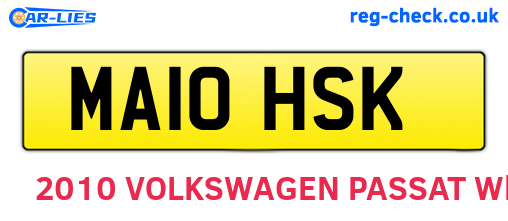 MA10HSK are the vehicle registration plates.