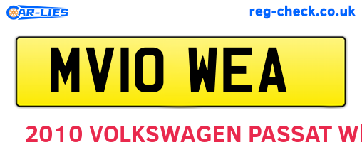 MV10WEA are the vehicle registration plates.