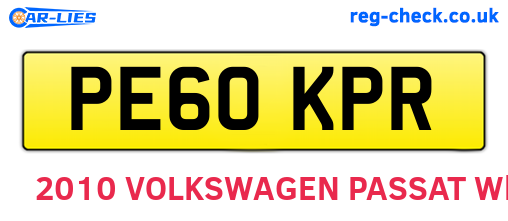 PE60KPR are the vehicle registration plates.