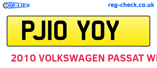 PJ10YOY are the vehicle registration plates.