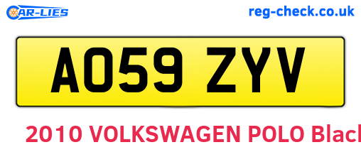 AO59ZYV are the vehicle registration plates.