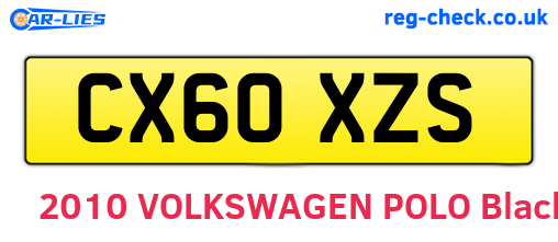 CX60XZS are the vehicle registration plates.