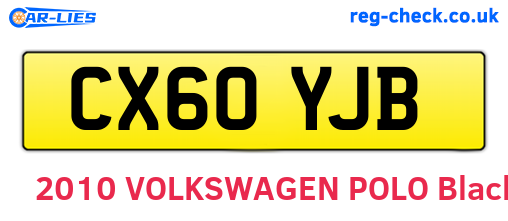 CX60YJB are the vehicle registration plates.