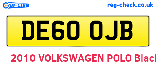 DE60OJB are the vehicle registration plates.