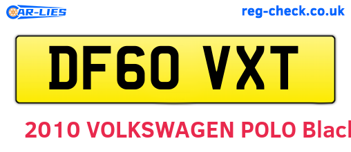 DF60VXT are the vehicle registration plates.