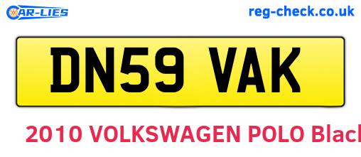 DN59VAK are the vehicle registration plates.