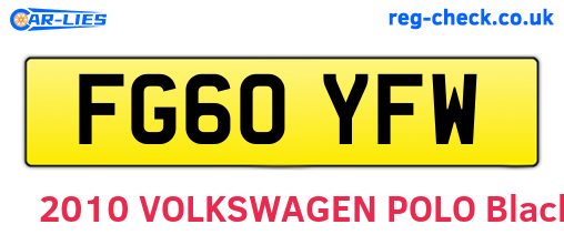 FG60YFW are the vehicle registration plates.