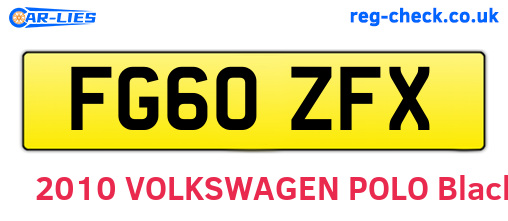 FG60ZFX are the vehicle registration plates.