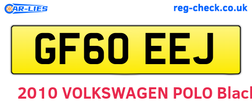 GF60EEJ are the vehicle registration plates.