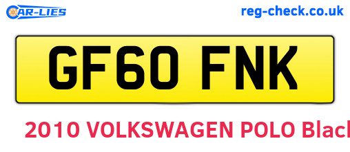 GF60FNK are the vehicle registration plates.