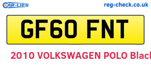 GF60FNT are the vehicle registration plates.