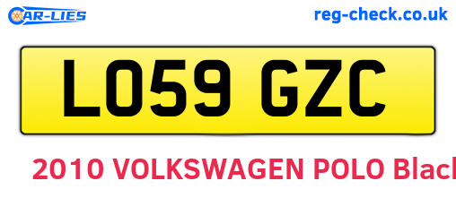LO59GZC are the vehicle registration plates.