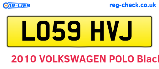 LO59HVJ are the vehicle registration plates.