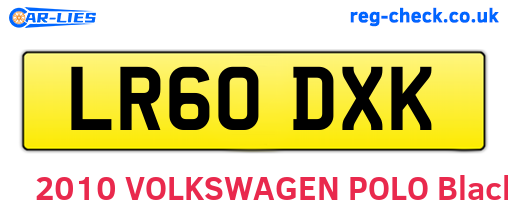 LR60DXK are the vehicle registration plates.