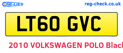 LT60GVC are the vehicle registration plates.