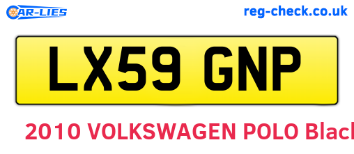 LX59GNP are the vehicle registration plates.