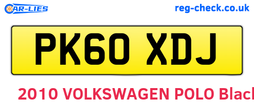 PK60XDJ are the vehicle registration plates.
