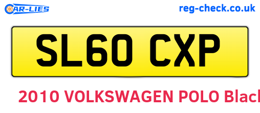 SL60CXP are the vehicle registration plates.
