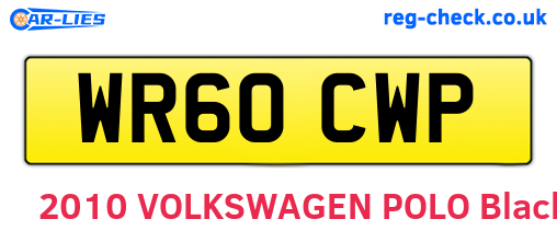 WR60CWP are the vehicle registration plates.
