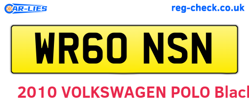 WR60NSN are the vehicle registration plates.