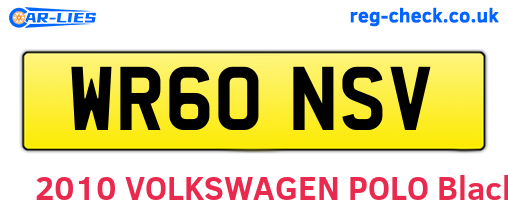 WR60NSV are the vehicle registration plates.