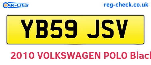 YB59JSV are the vehicle registration plates.