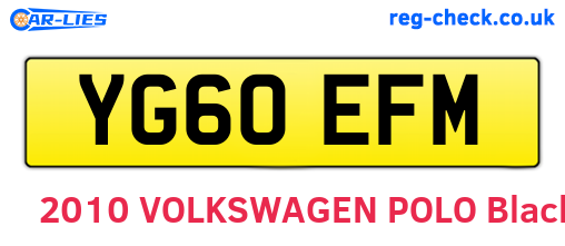 YG60EFM are the vehicle registration plates.