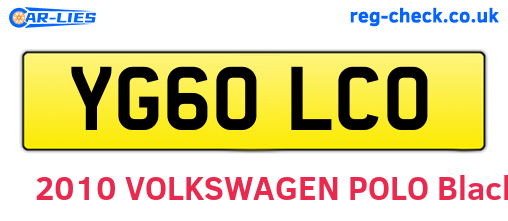 YG60LCO are the vehicle registration plates.