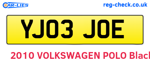 YJ03JOE are the vehicle registration plates.