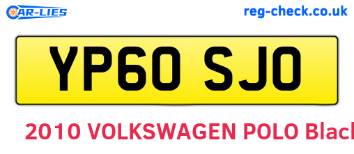 YP60SJO are the vehicle registration plates.