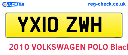 YX10ZWH are the vehicle registration plates.