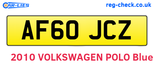 AF60JCZ are the vehicle registration plates.