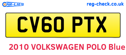 CV60PTX are the vehicle registration plates.