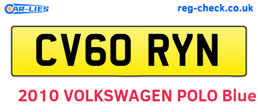 CV60RYN are the vehicle registration plates.