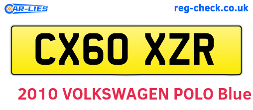 CX60XZR are the vehicle registration plates.