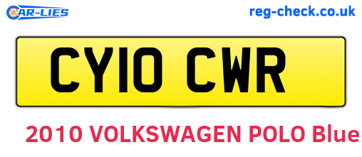 CY10CWR are the vehicle registration plates.