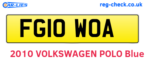 FG10WOA are the vehicle registration plates.