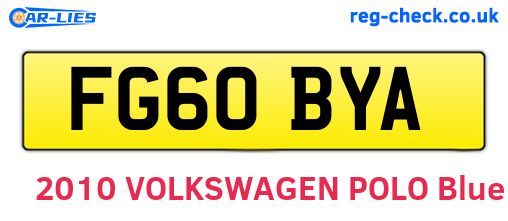 FG60BYA are the vehicle registration plates.