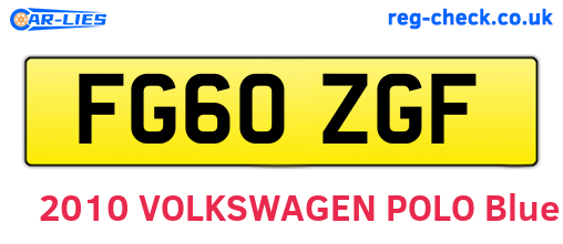 FG60ZGF are the vehicle registration plates.
