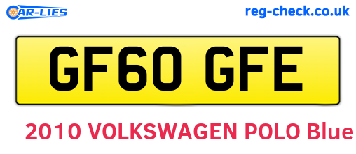 GF60GFE are the vehicle registration plates.