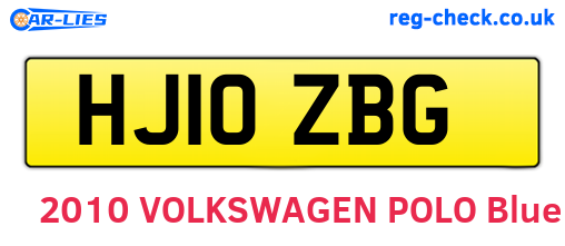 HJ10ZBG are the vehicle registration plates.