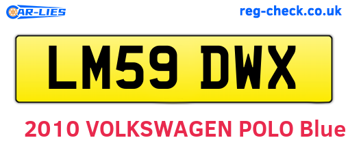 LM59DWX are the vehicle registration plates.
