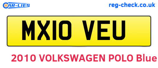MX10VEU are the vehicle registration plates.