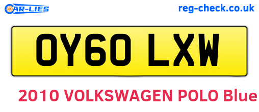 OY60LXW are the vehicle registration plates.